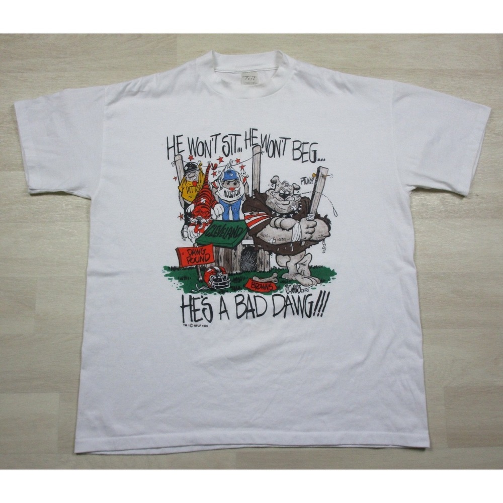 Vintage 90s Cleveland Browns Dawg Pound T-Shirt (XL) Bad‎ Dawg NFL Football